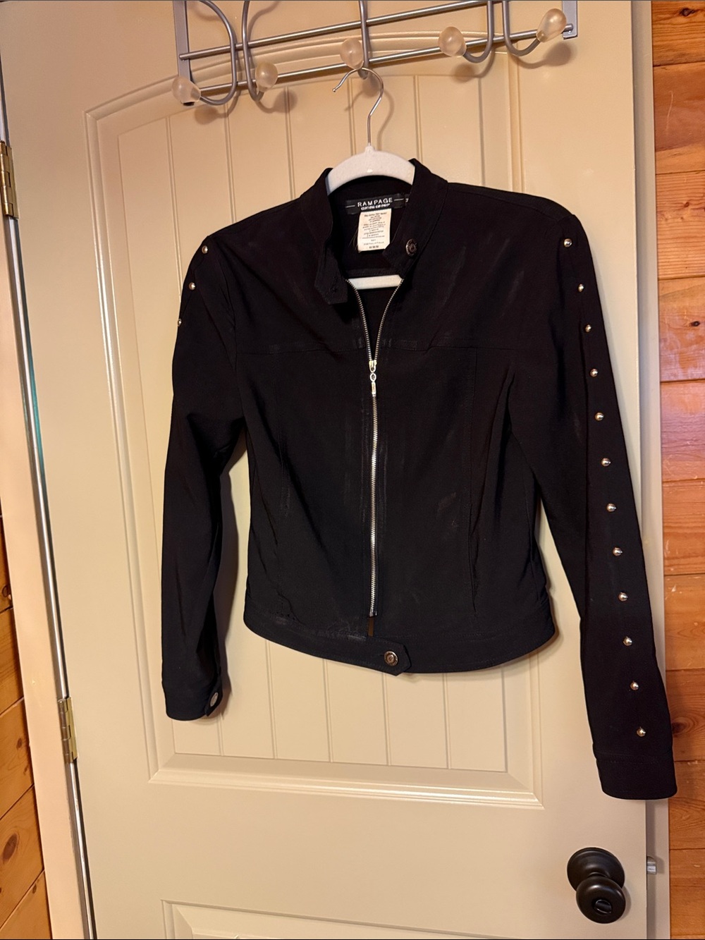 Rampage Black Stud-Trim Bomber Jacket